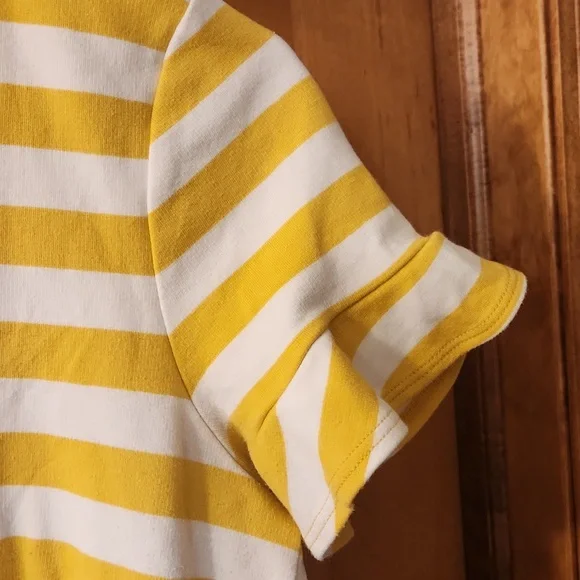 Old Navy short sleeve yellow and white stripe midi dress size medium - Picture 3 of 7